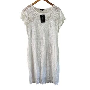 ODCOCD White Lace Dress Cocktail‎ Party Guest XL Soft lace dress
